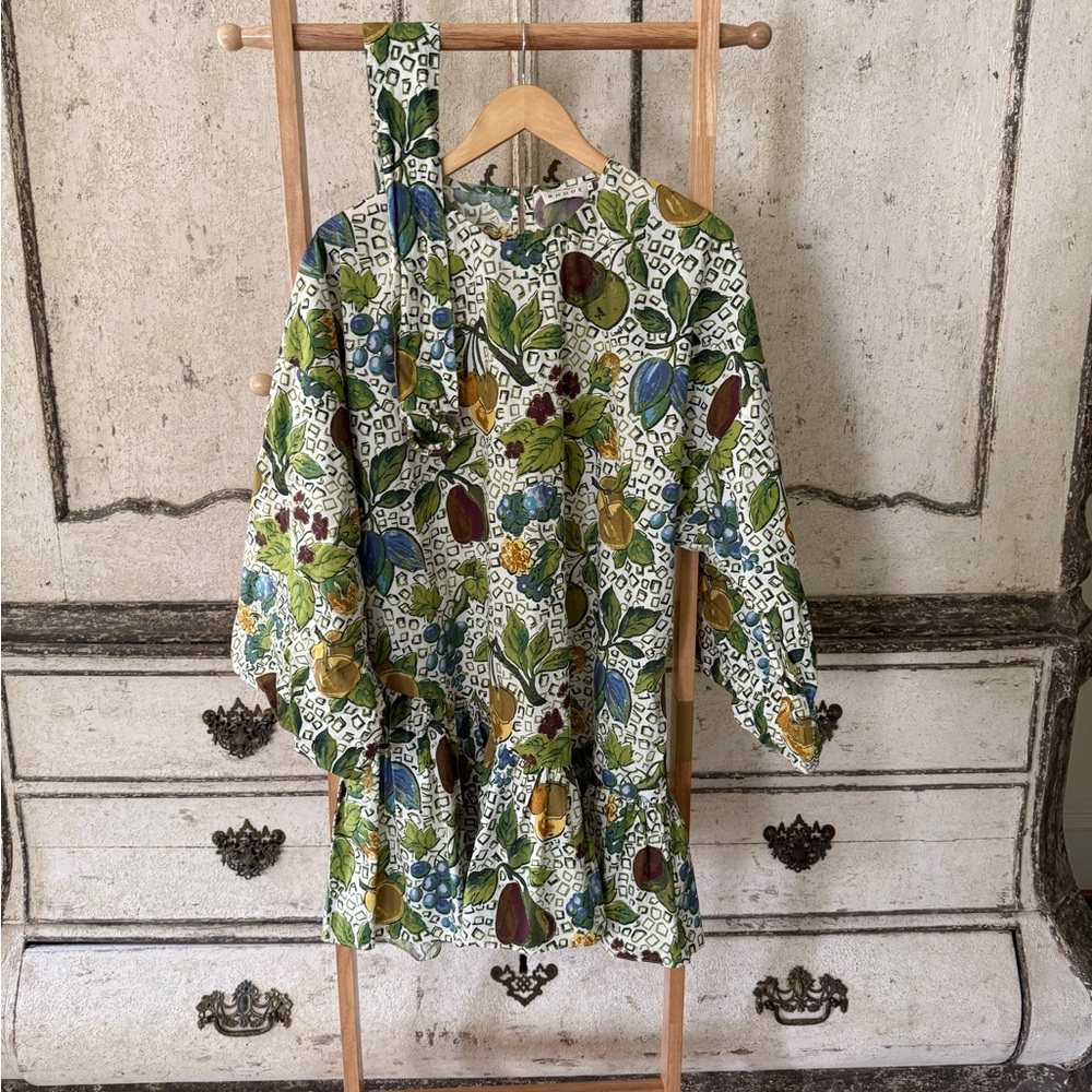 RHODE Green and Brown Patterned Dress